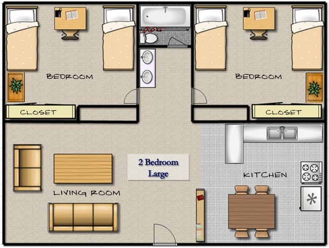 2 Bedroom Large – Vaulted or Garden - King Henry Apartments- BYU Student Housing