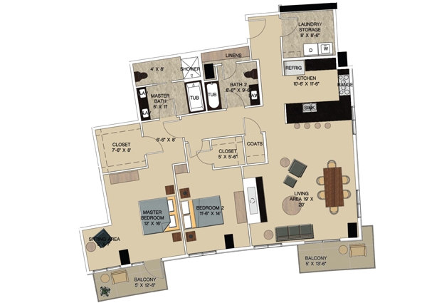 2BR/2BA - Royal Court Condos