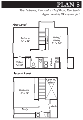 2 Bed 1.5 Bath Plan 5 - Hanover Place