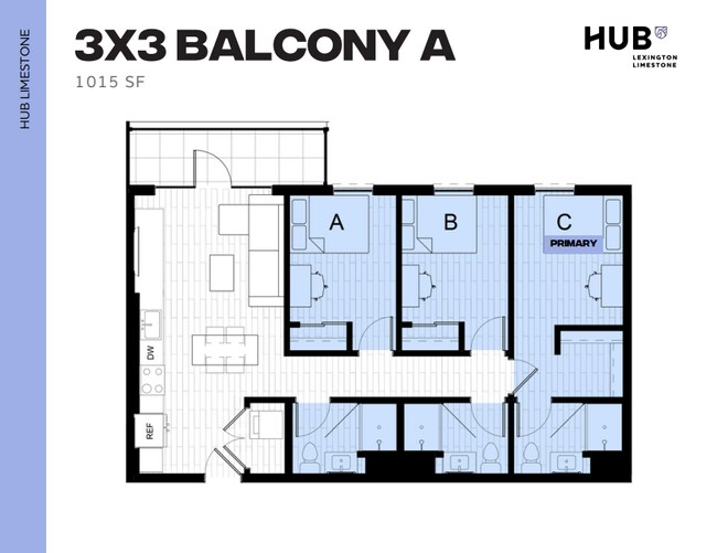 3x3 Balcony A - Hub Limestone