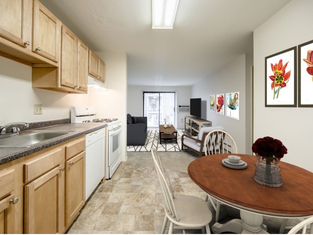 Kitchen Virtually Staged - LOWELL ARMS APARTMENTS