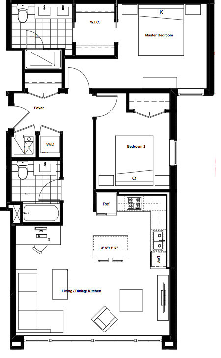 Luxe on Chicago - 9 - 2x2 - 2 Beds - 2 Baths - 1169 Sq. ft. - Luxe on Chicago