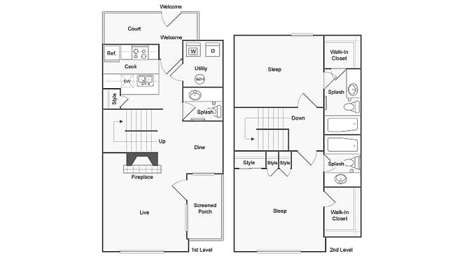 2 BR x 2.5 BA with W/D - A Floorplan - ReNew Andrews