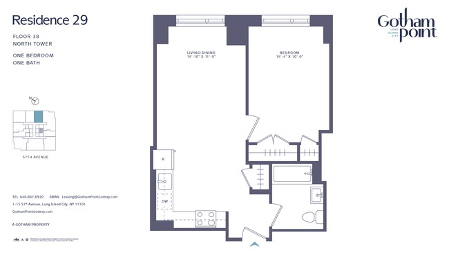 1 BR: Residence 3829 - Gotham Point Lottery- North Tower