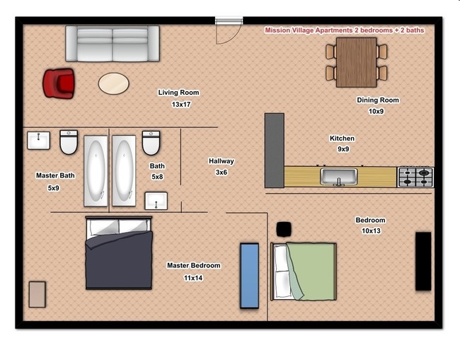 2BR/2BA - Serra Bella Apartments