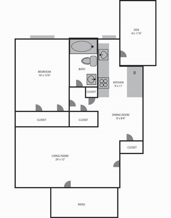 1 BR 1 BA + Den 715 - The Gateway At Skyline Apartments