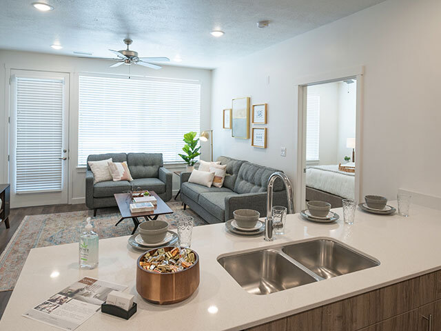 Stainless Steel Sink With Faucet In Kitchen - Foothill Lofts Apartments and  Townhomes