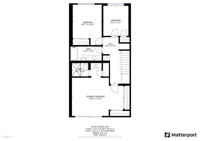 Bedroom level floorplan - 6256 Shoup Ave