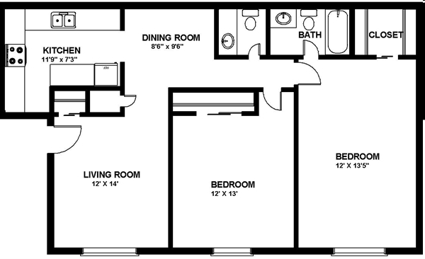 2BR/1.5BA - Pinnacle Place Apartments