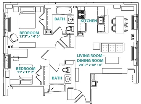 2BR/2BA - The Graduate Center Apartments