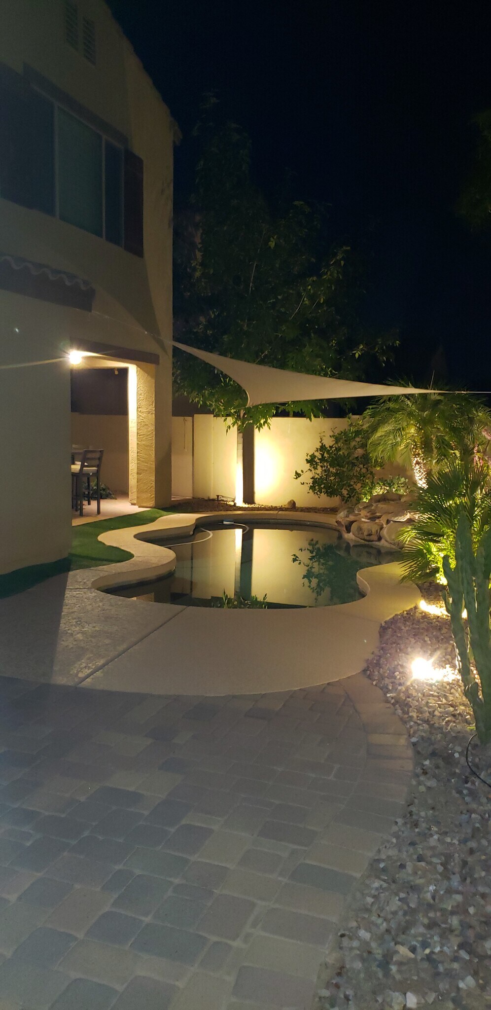 Ground lighting around pool with remote - 280 E Indigo Dr
