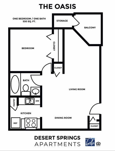 1 Bedroom and 1 Bathroom - Desert Springs Apartments
