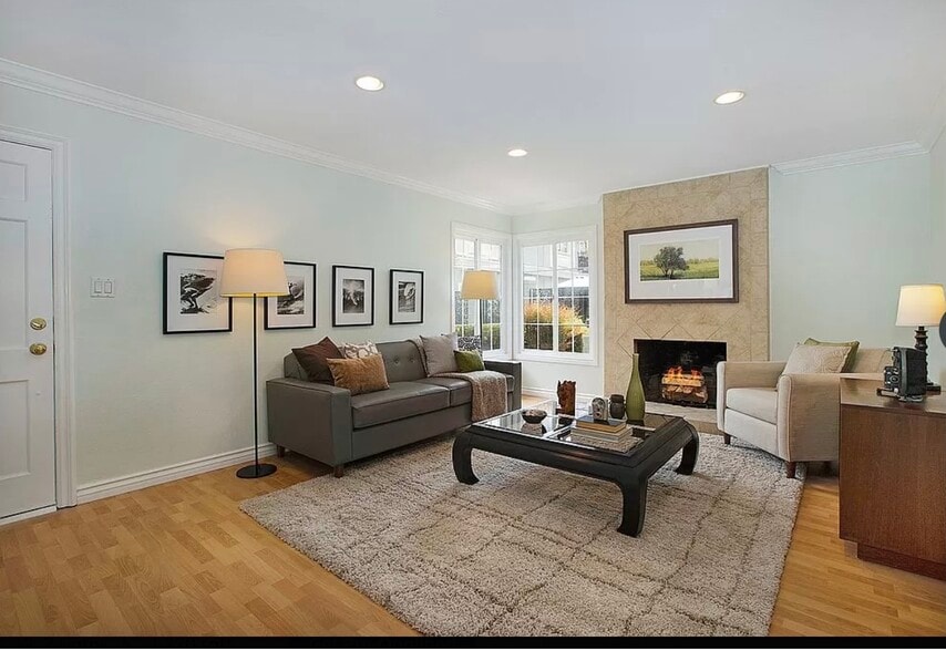 Another view of living room with old floor. - 1845 Anaheim Ave