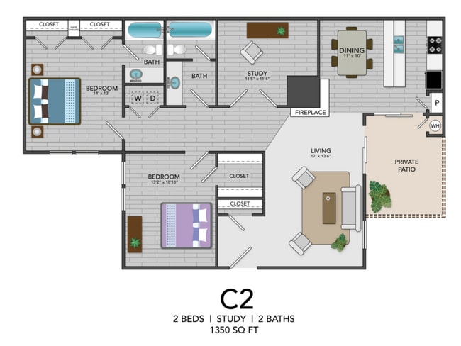 C2 - 2BD, 2BA - 1350SF - Coronado Villas