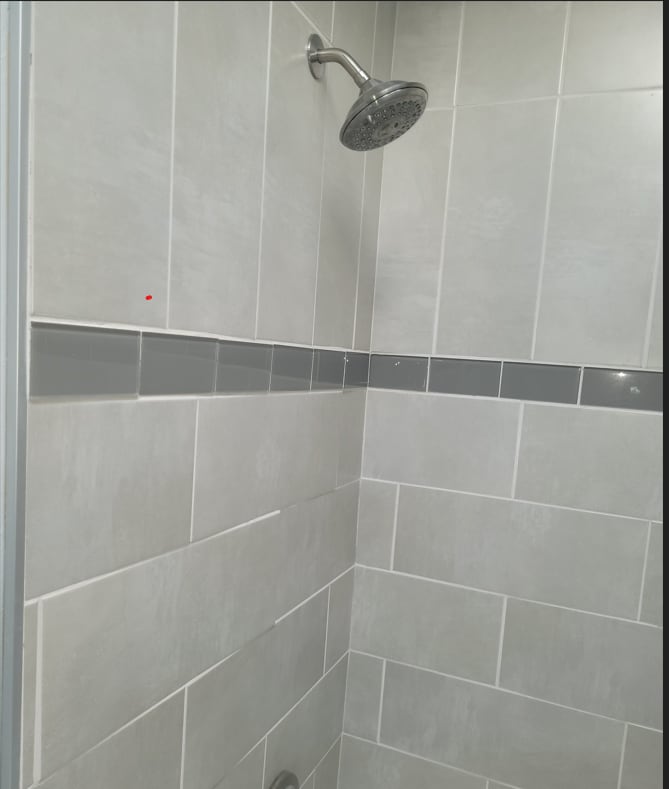 Hall Bath Tiled Shower - has skylight - 18863 east milan