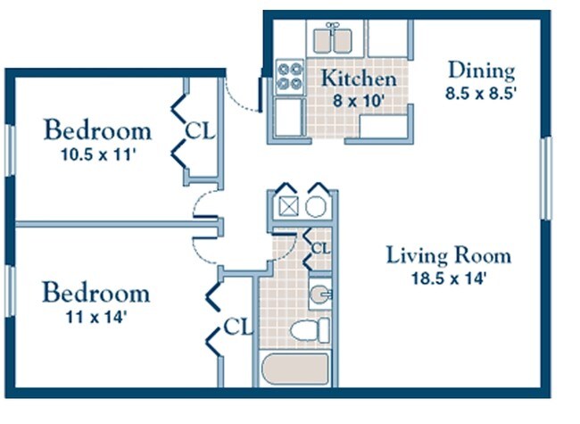 2BR/1BA - Colonial Towne Apartments