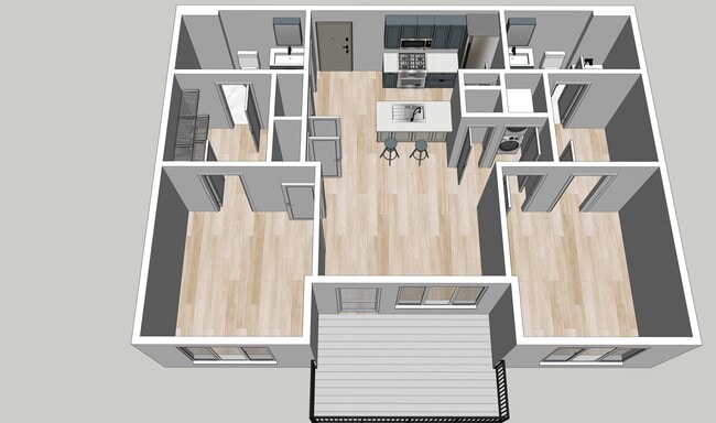 2BD Floor Plan - 880 Square Feet - Evelyn