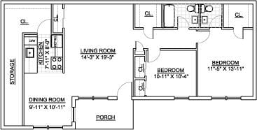 2BR/1.5BA - Princeton Arms