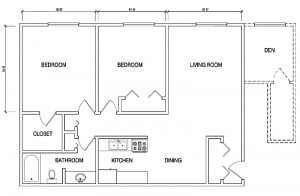 2 BD Floorplan - Cedar Plaza Apartments