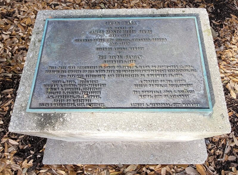 Plaque in Dixon Park - 1215 Java Pl