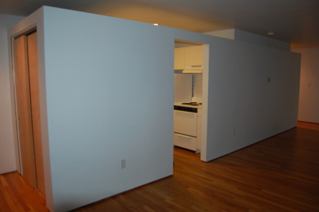 Closet on left; EIK with stove, refig, DWasher - 177 Lincoln Rd