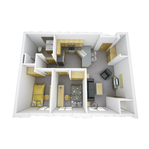 Standard 2 Bedroom Floor Plan. - Park at 1824 Student Apartments