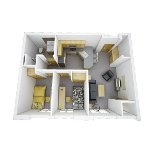 Standard 2 Bedroom Floor Plan. - The Park at 1824 Student Apartments