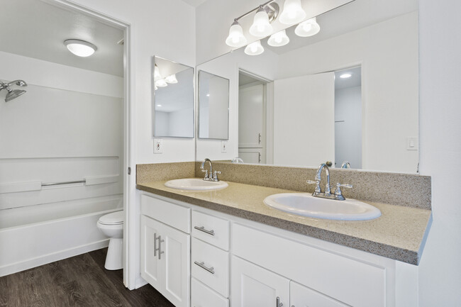 Quartz countertops in bathrooms and kitchen - Whitaker Terrace Apartments