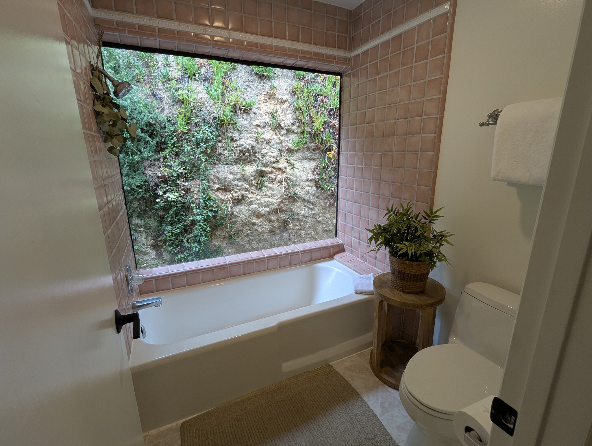 Shower and toilet in master bath with hillside viewJ - 1868 Kaweah Dr