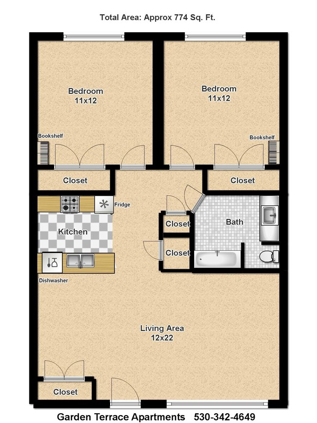 2BR/1BA - Garden Terrace Apartments
