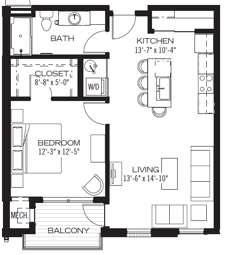 Floorplan - Apartments at the Yard: Brooks