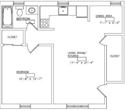 1BR/1BA - College Arms