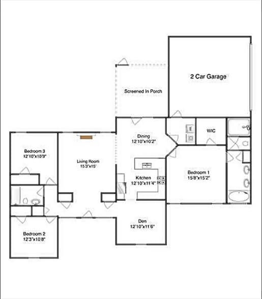 Floor Plan (one-level) - 4001 W Baywood Dr
