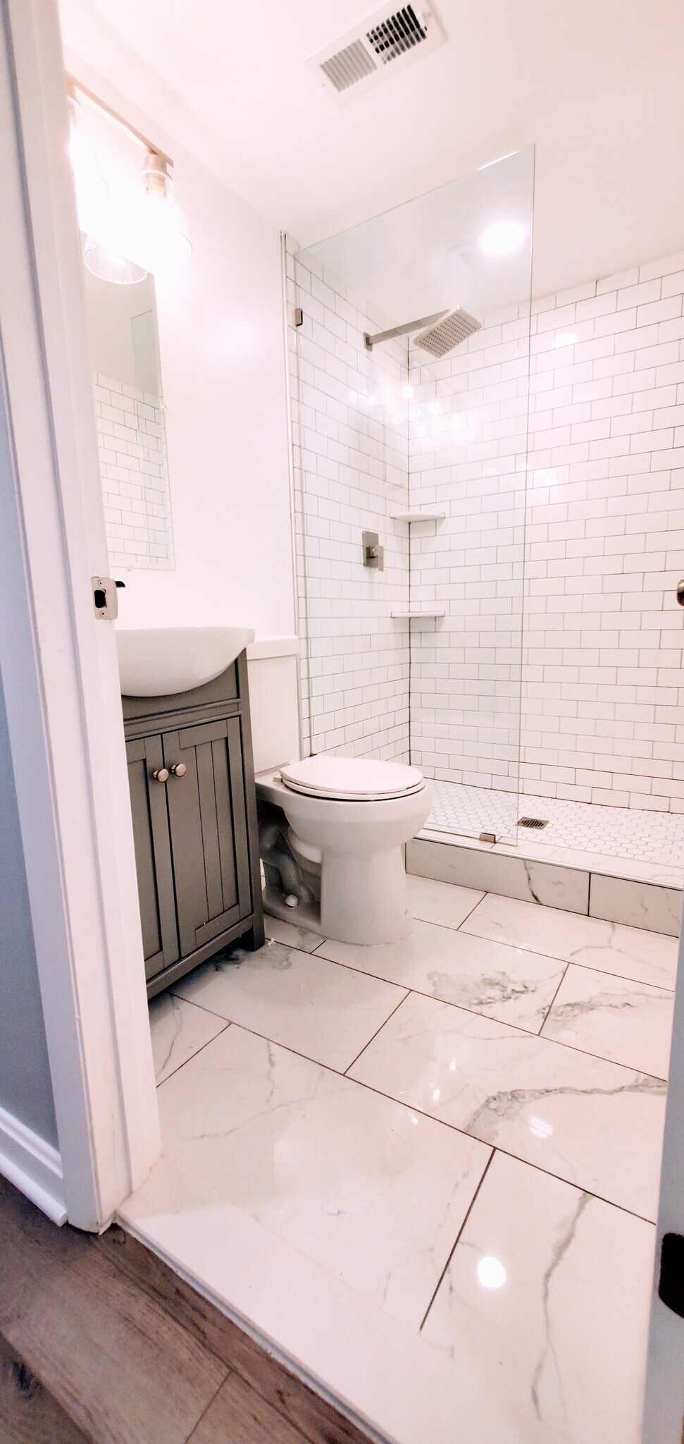 Basement full bath w/ glass shower enclosure - 4223 Gault Pl NE