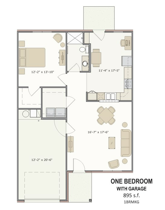 Reflections One Bedroom w Garage 895 sq. ft..jpg - Reflections II