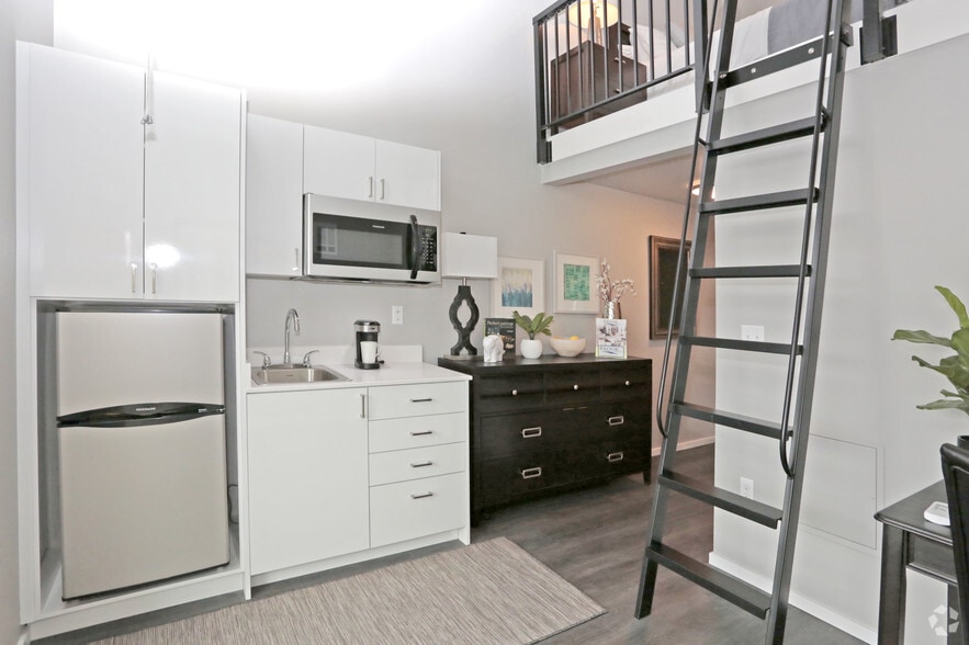 Model Lofted Studio Kitchenette - Novo Apartments