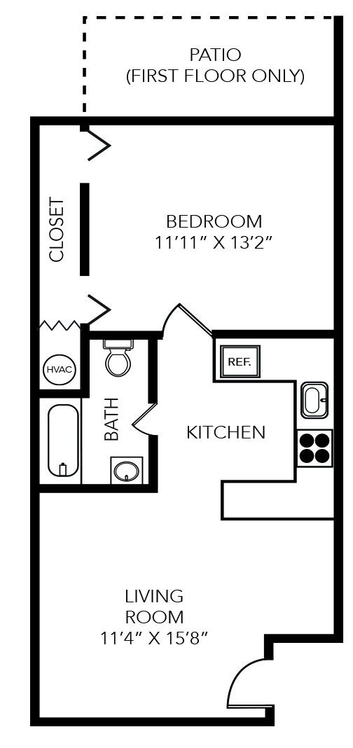 1x1 - 560 Square Feet - Harper Flats