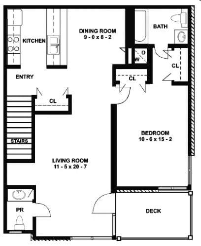 1BR/1.5BA - Brookfield Apartments