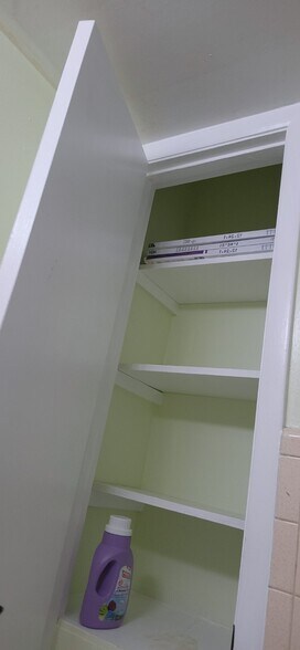 Storage cabinet inside bathroom - 501 NW 15th Ave