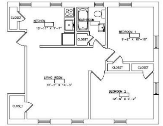 2BR/1BA - College Arms