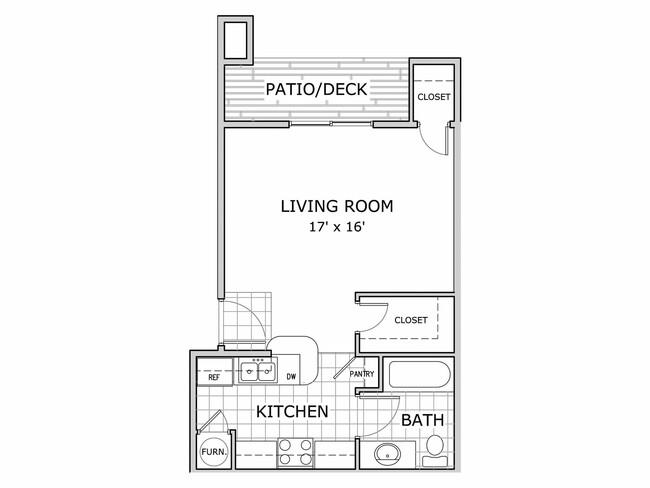 Studio-Phase-One-Floor-Plan-Battlefield-Park-Apartments - Battlefield Park Apartments