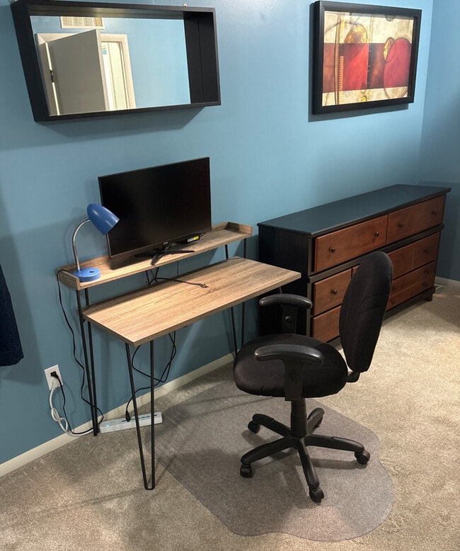 Comfortable chair and monitor - Quiet Furnished 1BR Near EMU, U-M & Hospitals