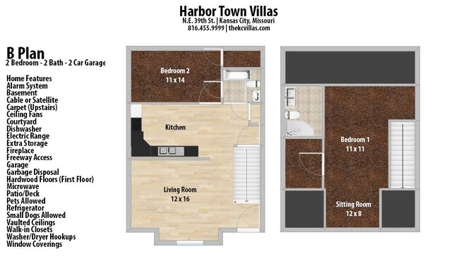 2 bedroom 2 bath 2 car garage B floor plan - HarborTown Villas