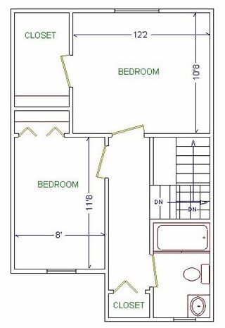 2BR/1BA Second Floor - Butternut Hill Townhouses