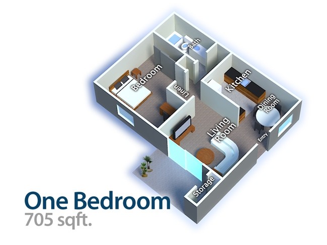 1BR/1BA - Clubside Apartments