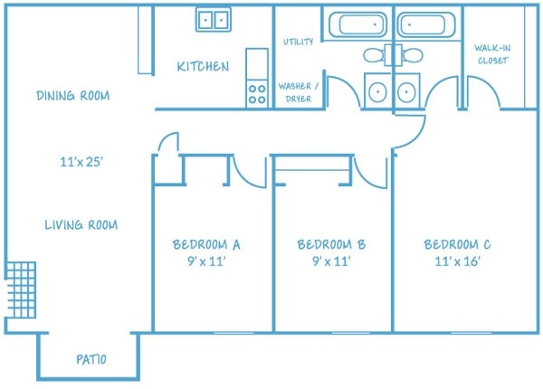 3BR/2BA - Linden Place Apartments
