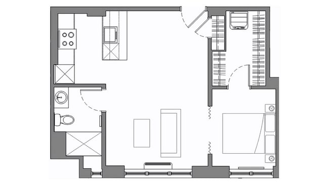 Small One Bedroom with Island - The Abington