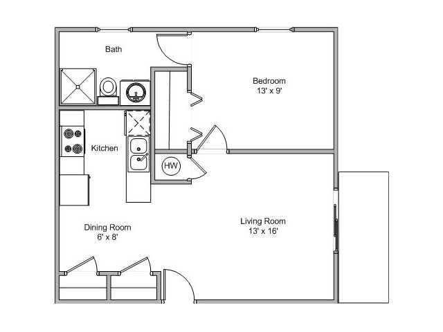 1 Bedroom Standard - Gazebo Apartments