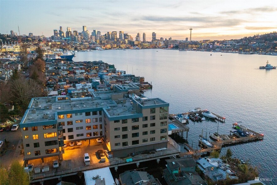 Aerial at dusk facing downtown - 2301 Fairview Ave E