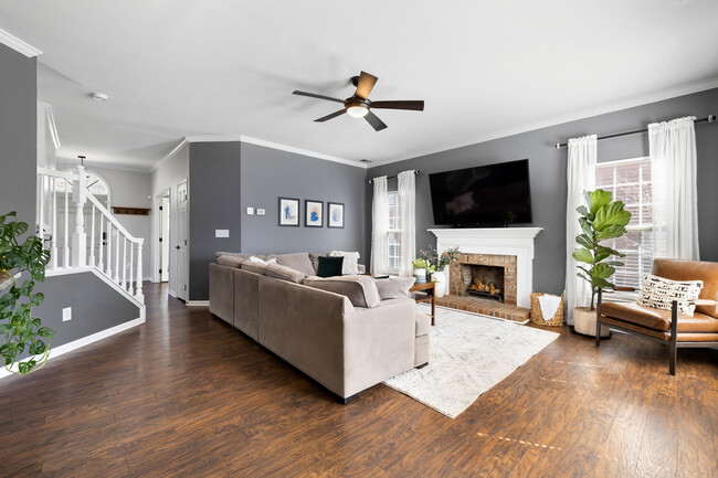 living room with log fireplace - 14040 Alley Son